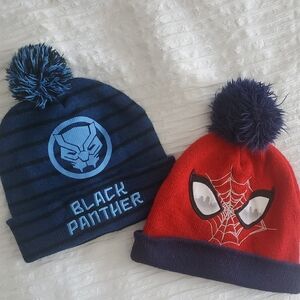Black Panther and Spider-Man Beanie Set